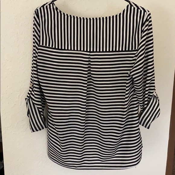 Calvin Klein boatneck striped pull-over blouse - Picture 2 of 4